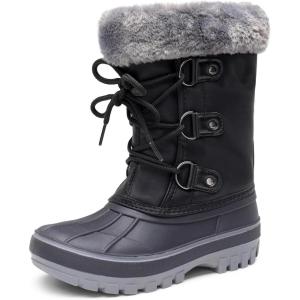 imageDREAM PAIRS Boys ampamp Girls Faux FurLined Ankle Winter Snow BootsBlack