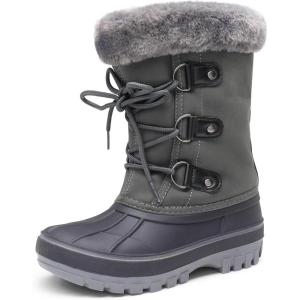 imageDREAM PAIRS Boys ampamp Girls Faux FurLined Ankle Winter Snow BootsGrey