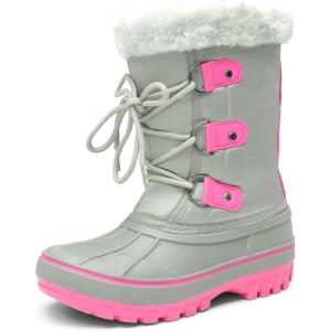 imageDREAM PAIRS Boys ampamp Girls Faux FurLined Ankle Winter Snow BootsGreyFuchsia