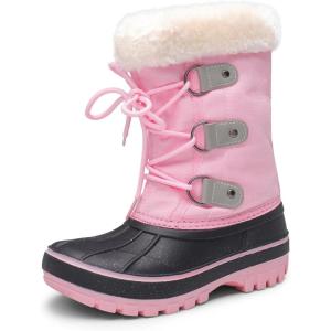 imageDREAM PAIRS Boys ampamp Girls Faux FurLined Ankle Winter Snow BootsGreyPink