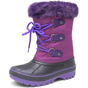imageDREAM PAIRS Boys ampamp Girls Faux FurLined Ankle Winter Snow BootsPurple