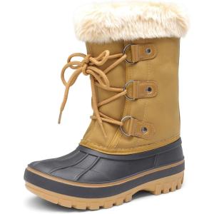 imageDREAM PAIRS Boys ampamp Girls Faux FurLined Ankle Winter Snow BootsTan