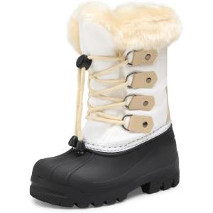 imageDREAM PAIRS Boys ampamp Girls Knee High Winter Snow Boots ToddlerLittle KidBig KidBeigeWhite