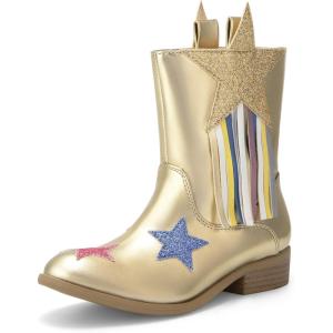 imageDREAM PAIRS Girls Cowgirl Cowboy Western Mid Calf Tassel BootsGold