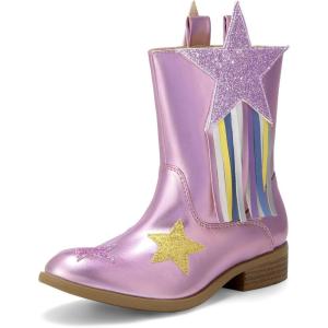 imageDREAM PAIRS Girls Cowgirl Cowboy Western Mid Calf Tassel BootsPurple