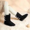 imageDREAM PAIRS Girls Boys Winter Boots Faux Fur Lined Mid Calf Kids Snow Tall Shoes FuzzyChic Kids Buckle for Little KidBig KidBlackGrey