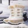 imageDREAM PAIRS Girls Snow Boots Warm Cozy AntiSlip Lightweight Mid Calf Faux Fur Lining Winter Shoes for LittleBig KidsBeigeWhite