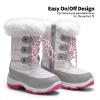 imageDREAM PAIRS Girls Snow Boots Warm Cozy AntiSlip Lightweight Mid Calf Faux Fur Lining Winter Shoes for LittleBig KidsGreyPink