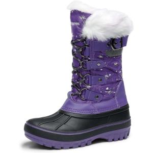 imageDREAM PAIRS Boys Girls Snow Boots WaterResistant Outdoor Warm Cozy AntiSlip Mid Calf Faux Fur Lining Insulated Winter Shoes for LittleBig KidsPurple