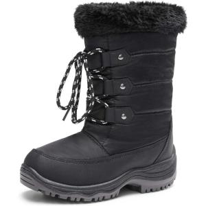 imageDREAM PAIRS Girls Snow Boots Warm Cozy AntiSlip Lightweight Mid Calf Faux Fur Lining Winter Shoes for LittleBig KidsBlack