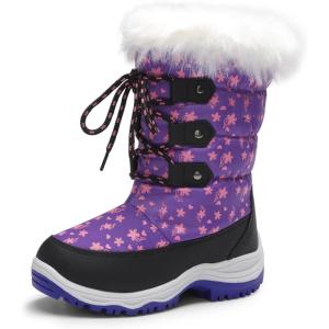 imageDREAM PAIRS Girls Snow Boots Warm Cozy AntiSlip Lightweight Mid Calf Faux Fur Lining Winter Shoes for LittleBig KidsPurple
