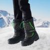 imageDREAM PAIRS Boys ampamp Girls Mid Calf WaterResistant Winter Snow Boots for ToddlerLittleBig KidBlackNeonGreen