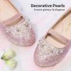 imageDREAM PAIRS Girls Ballet Flats Flower Shoes Mary Jane Ballerina Flat Dress Shoes for DailyWeddingPartyPinkGlitter