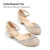 imageDREAM PAIRS Girls Dress Shoes Closed Toe Low Heels Ankle Strap Pumps for Toddler Little Big Kid Flower Party Wedding PrincessGoldglitter