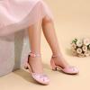 imageDREAM PAIRS Girls Dress Shoes Closed Toe Low Heels Ankle Strap Pumps for Toddler Little Big Kid Flower Party Wedding PrincessPink