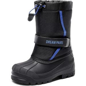 imageDREAM PAIRS Boys ampamp Girls Mid Calf WaterResistant Winter Snow Boots for ToddlerLittleBig KidBlackRoyal