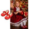 imageDREAM PAIRS Girls Dress Shoes Mary Jane Flower Girl Bow Ballet Flats for Wedding Party ToddlerLittle KidRed