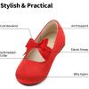 imageDREAM PAIRS Girls Dress Shoes Mary Jane Flower Girl Bow Ballet Flats for Wedding Party ToddlerLittle KidRed