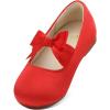 imageDREAM PAIRS Girls Dress Shoes Mary Jane Flower Girl Bow Ballet Flats for Wedding Party ToddlerLittle KidRed