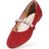 imageDREAM PAIRS Girls Mary Jane Dress Shoes Ballerina Flats for Wedding Party ToddlerLittle KidBig KidRedGlitter
