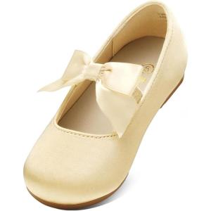 imageDREAM PAIRS Girls Dress Shoes Mary Jane Flower Girl Bow Ballet Flats for Wedding Party ToddlerLittle KidGold