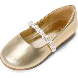 imageDREAM PAIRS Girls Mary Jane Dress Shoes Ballerina Flats for Wedding Party ToddlerLittle KidBig KidGoldt