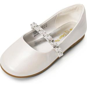 imageDREAM PAIRS Girls Mary Jane Dress Shoes Ballerina Flats for Wedding Party ToddlerLittle KidBig KidIvoryt