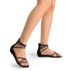 imageDREAM PAIRS Womens Ankle Strap Flat Sandals Summer Dressy Strappy Gladiator Rhinestones SandalsBlack