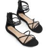 imageDREAM PAIRS Womens Ankle Strap Flat Sandals Summer Dressy Strappy Gladiator Rhinestones SandalsBlack