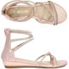 imageDREAM PAIRS Womens Ankle Strap Flat Sandals Summer Dressy Strappy Gladiator Rhinestones SandalsChampagne