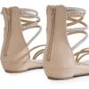 imageDREAM PAIRS Womens Ankle Strap Flat Sandals Summer Dressy Strappy Gladiator Rhinestones SandalsNude