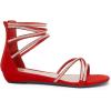 imageDREAM PAIRS Womens Ankle Strap Flat Sandals Summer Dressy Strappy Gladiator Rhinestones SandalsRed