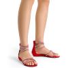 imageDREAM PAIRS Womens Ankle Strap Flat Sandals Summer Dressy Strappy Gladiator Rhinestones SandalsRed
