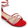 imageDREAM PAIRS Womens Ankle Strap Flat Sandals Summer Dressy Strappy Gladiator Rhinestones SandalsRed