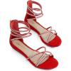 imageDREAM PAIRS Womens Ankle Strap Flat Sandals Summer Dressy Strappy Gladiator Rhinestones SandalsRed