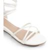 imageDREAM PAIRS Womens Ankle Strap Flat Sandals Summer Dressy Strappy Gladiator Rhinestones SandalsWhitePu