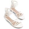 imageDREAM PAIRS Womens Ankle Strap Flat Sandals Summer Dressy Strappy Gladiator Rhinestones SandalsWhitePu