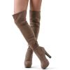 imageDREAM PAIRS Womens HIGHPLAT Black Chunky Thigh High Over The Knee High Heel BootsKhaki
