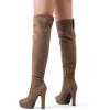 imageDREAM PAIRS Womens HIGHPLAT Black Chunky Thigh High Over The Knee High Heel BootsKhaki