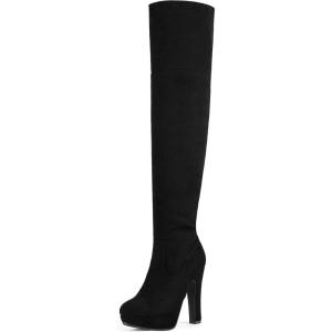 imageDREAM PAIRS Womens HIGHPLAT Black Chunky Thigh High Over The Knee High Heel BootsBlack
