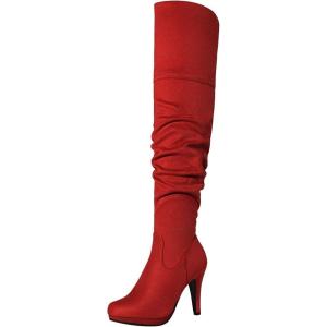 imageDREAM PAIRS Womens HIGHPLAT Black Chunky Thigh High Over The Knee High Heel BootsRedsarahhi