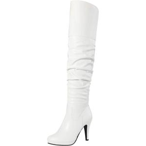 imageDREAM PAIRS Womens HIGHPLAT Black Chunky Thigh High Over The Knee High Heel BootsWhite Pusarahhi