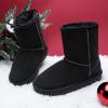 imageDREAM PAIRS Girls Boys Boots Kids Faux Fur Lined Winter Snow FuzzyClassic Kids Mid BootBlack