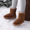 imageDREAM PAIRS Girls Boys Boots Kids Faux Fur Lined Winter Snow FuzzyClassic Kids Mid BootChestnut