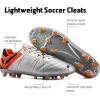 imageDREAM PAIRS Mens Sport Flexible Athletic Lace Up Light Weight Outdoor Cleats Football Soccer ShoesSilverOrangeBlack