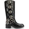 imageDREAM PAIRS Womens Knee High Riding Boots Slip On Motorcycle Boots Square Toe Chunky Heel Fashion Buckles Biker BootsBlackBrown
