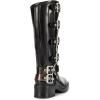 imageDREAM PAIRS Womens Knee High Riding Boots Slip On Motorcycle Boots Square Toe Chunky Heel Fashion Buckles Biker BootsBlackBrown