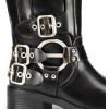 imageDREAM PAIRS Womens Knee High Riding Boots Slip On Motorcycle Boots Square Toe Chunky Heel Fashion Buckles Biker BootsBlackBrown