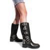 imageDREAM PAIRS Womens Knee High Riding Boots Slip On Motorcycle Boots Square Toe Chunky Heel Fashion Buckles Biker BootsBlackBrown