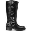 imageDREAM PAIRS Womens Knee High Riding Boots Slip On Motorcycle Boots Square Toe Chunky Heel Fashion Buckles Biker BootsBlackzipper